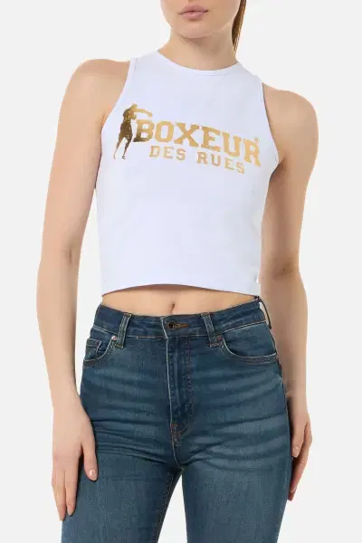 Canotta Corta White-Gold Con Logo